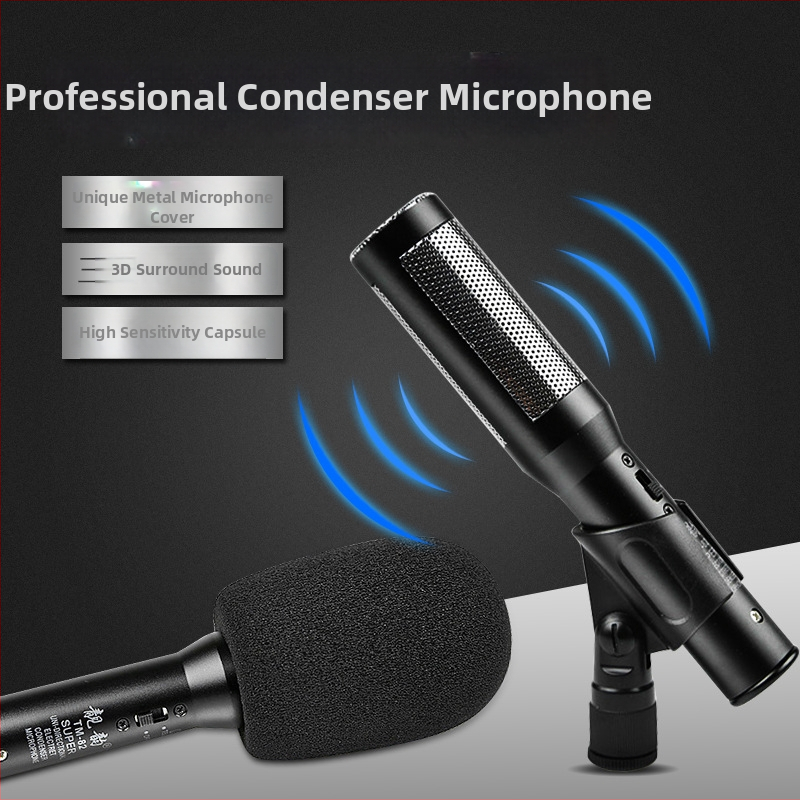 Beautiful Rhyme TM8202 microfon condenser cu fir pentru scenă și interviuri cu camera, captare hipercardioidă, 20 Hz–20 kHz, SNR ≥75 dB, fără baterie încorporată