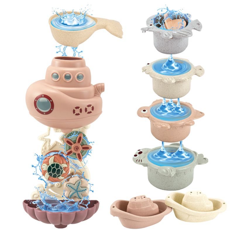 Boqu jucărie de baie din plastic: roată de apă cu pahare pentru așezare, pentru copii 4–6 ani, origine Chenghai