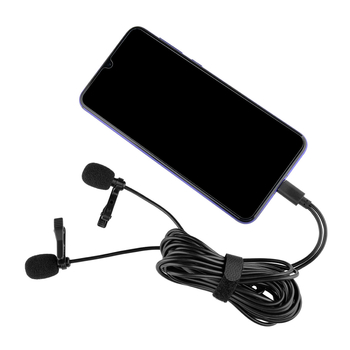 Type-C žični klips mikrofon, kondenzatorski mikrofon, klips dizajn, kabel 2.5 m, 20 Hz–20 kHz, SNR ≥75 dB
