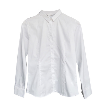 Ženska košulja s dugim rukavom, polo ovratnik, rastezljiva pamuk s 50–70% pamuka i manje od 30% elastana, elegantan uredski komad