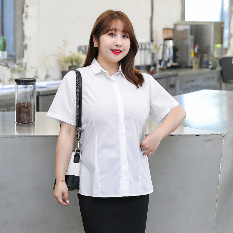 Ženska košulja s dugim rukavom, polo ovratnik, rastezljiva pamuk s 50–70% pamuka i manje od 30% elastana, elegantan uredski komad