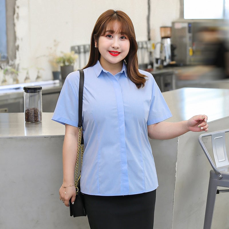 Ženska košulja s dugim rukavom, polo ovratnik, rastezljiva pamuk s 50–70% pamuka i manje od 30% elastana, elegantan uredski komad