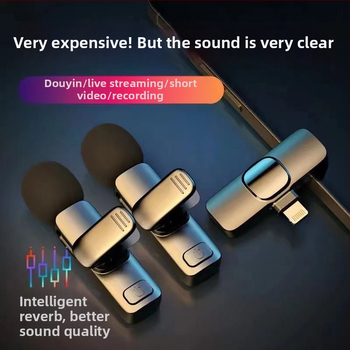 Zajcsökkentő vezeték nélküli lavalier mikrofon, 1-2 átvitellel, élő felvételhez, Android és iOS kompatibilis, kültéri használatra