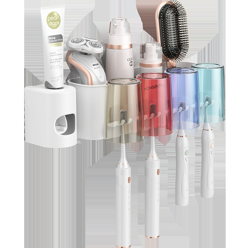 Falihoz szerelt automata fogkrémnyomó és fogkefetartó öblítő pohárral, Hao Sheng, Yongkang eredetű