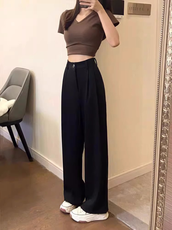 Женски панталон с прав силует от полиестер със спандекс, подплатен с плюш, дебел, висока талия, прав модел