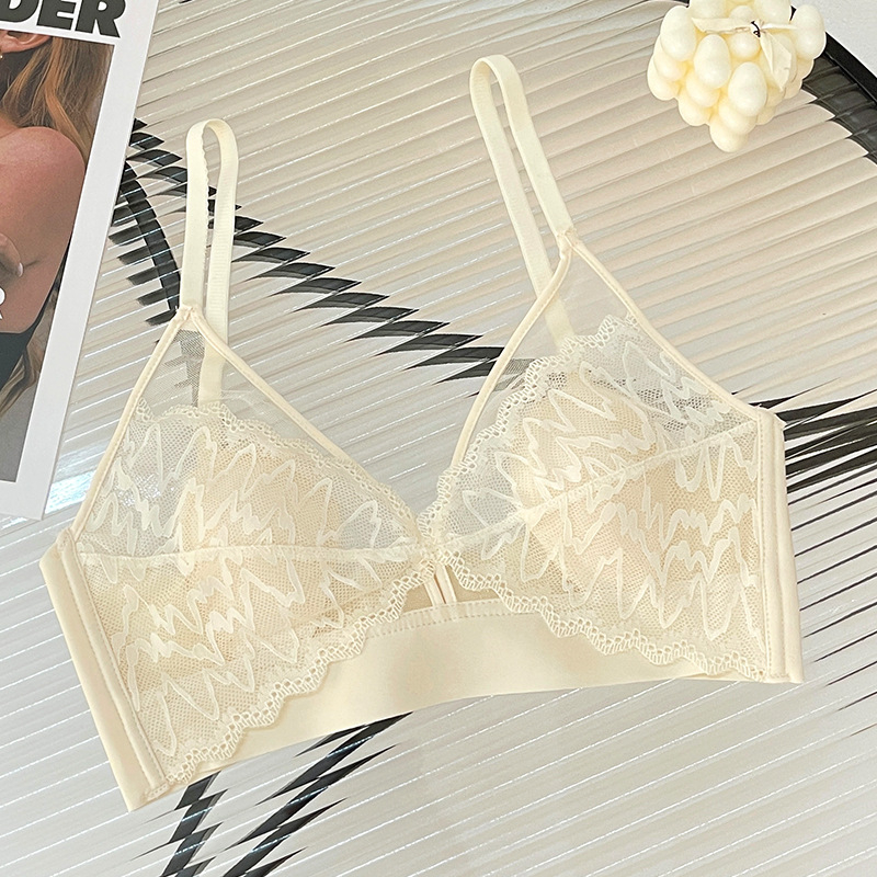 Sutien fără bretele din dantelă, cupe ultrsubțiri, cupă 3/4, respirabil și confortabil