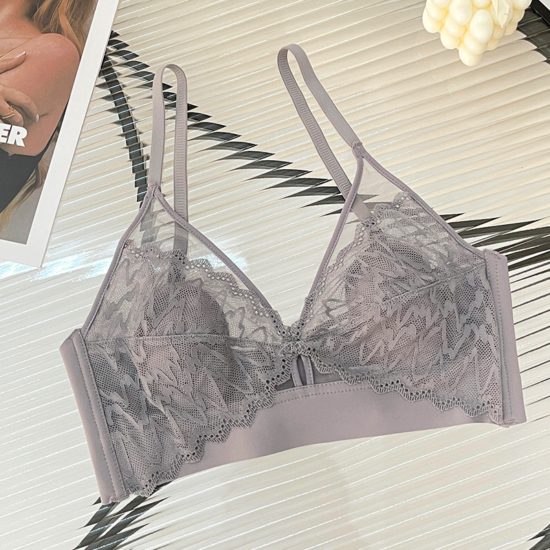 Sutien fără bretele din dantelă, cupe ultrsubțiri, cupă 3/4, respirabil și confortabil