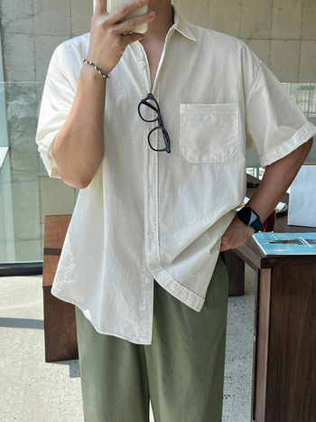 Muška kratka košulja, slobodan kroj, korejski stil, 100% pamuk
