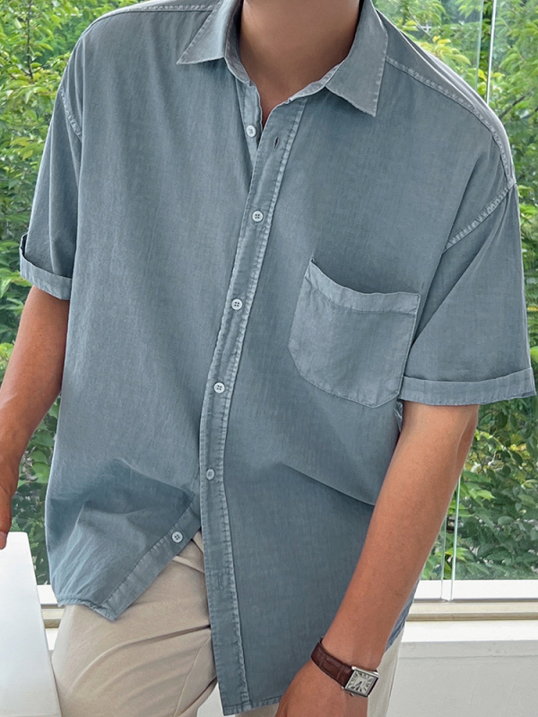 Muška kratka košulja, slobodan kroj, korejski stil, 100% pamuk