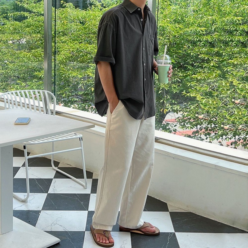 Muška kratka košulja, slobodan kroj, korejski stil, 100% pamuk