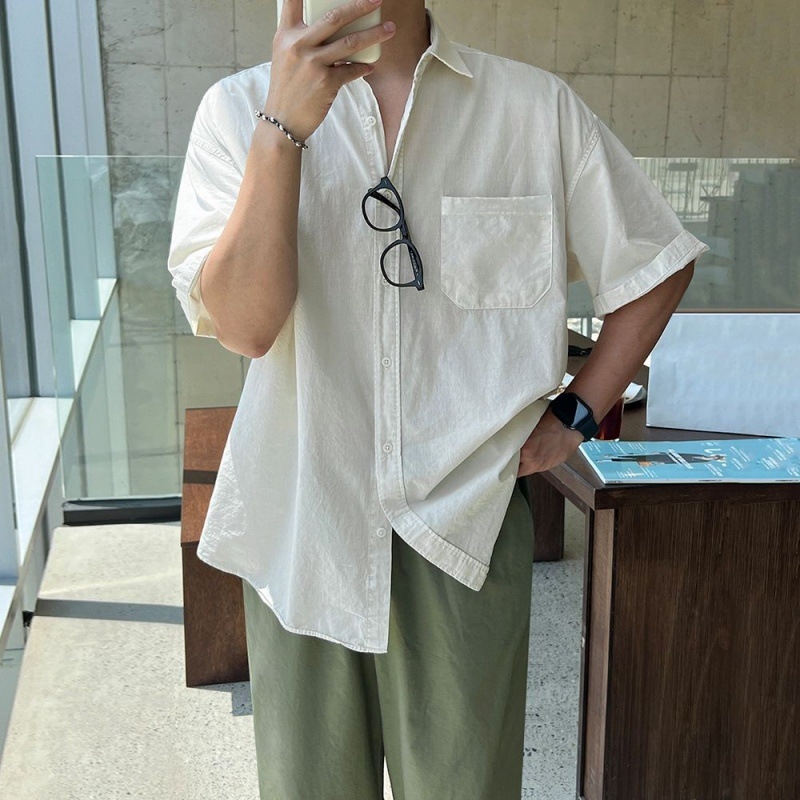 Muška kratka košulja, slobodan kroj, korejski stil, 100% pamuk