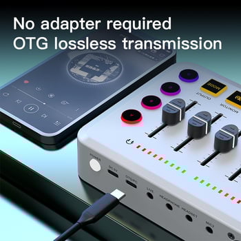 F9 Φορητή κάρτα ήχου με 48V phantom τροφοδοσία, εναλλάξιμο πολικό μοτίβο, συμβατή με δυναμικά και condenser μικρόφωνα για ζωντανές ερμηνείες