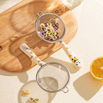 Modern Housewife Filtru de făină din oțel inoxidabil cu model animal jacquard – unealtă de bucătărie pentru coacere și filtrarea laptelui de soia