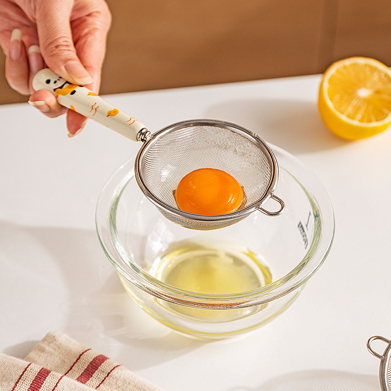 Modern Housewife Filtru de făină din oțel inoxidabil cu model animal jacquard – unealtă de bucătărie pentru coacere și filtrarea laptelui de soia