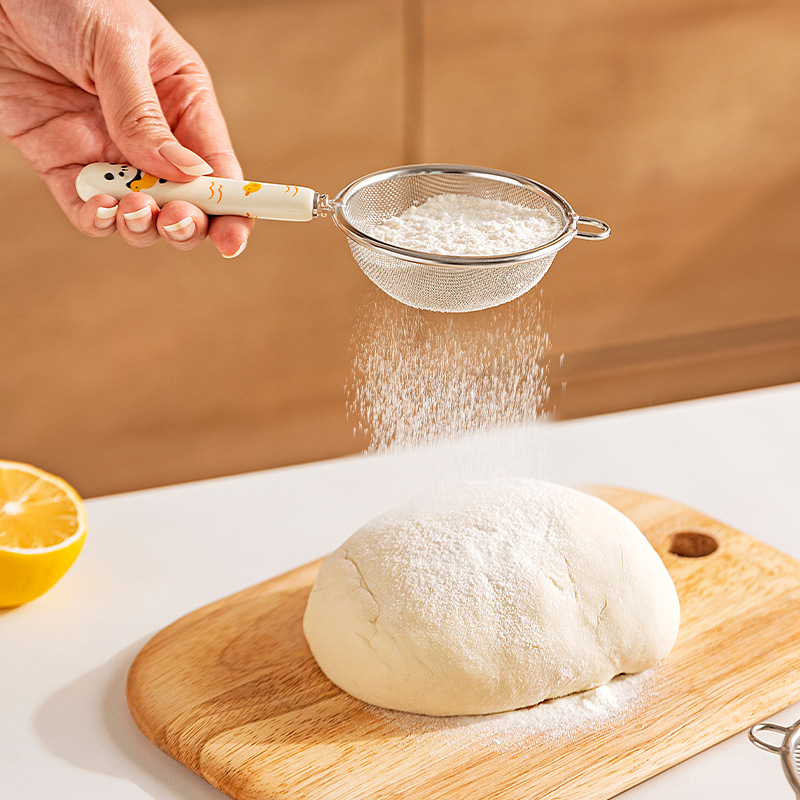 Modern Housewife Filtru de făină din oțel inoxidabil cu model animal jacquard – unealtă de bucătărie pentru coacere și filtrarea laptelui de soia