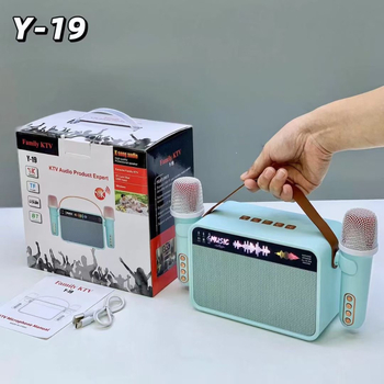 Y-19 Boxă karaoke wireless all-in-one cu două microfoane, Bluetooth 5.3, 100Hz-20kHz, 10W, baterie încorporată