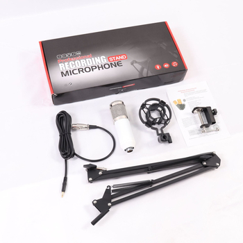 BM800 mikrofon szett élő adáshoz és karaokehoz – kondenzátor mikrofon, vezeték nélküli, 2.1 csatornás, 100 Hz–20 kHz, SNR ≥60 dB, alkalmazással kompatibil