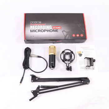 BM800 mikrofon szett élő adáshoz és karaokehoz – kondenzátor mikrofon, vezeték nélküli, 2.1 csatornás, 100 Hz–20 kHz, SNR ≥60 dB, alkalmazással kompatibil