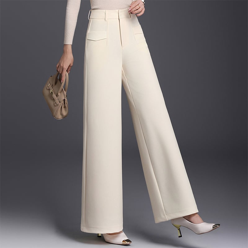 Női magas derekú széles lábú nadrág, poliészter, mikro-elasztika, őszi 2025, mindennapi elegancia