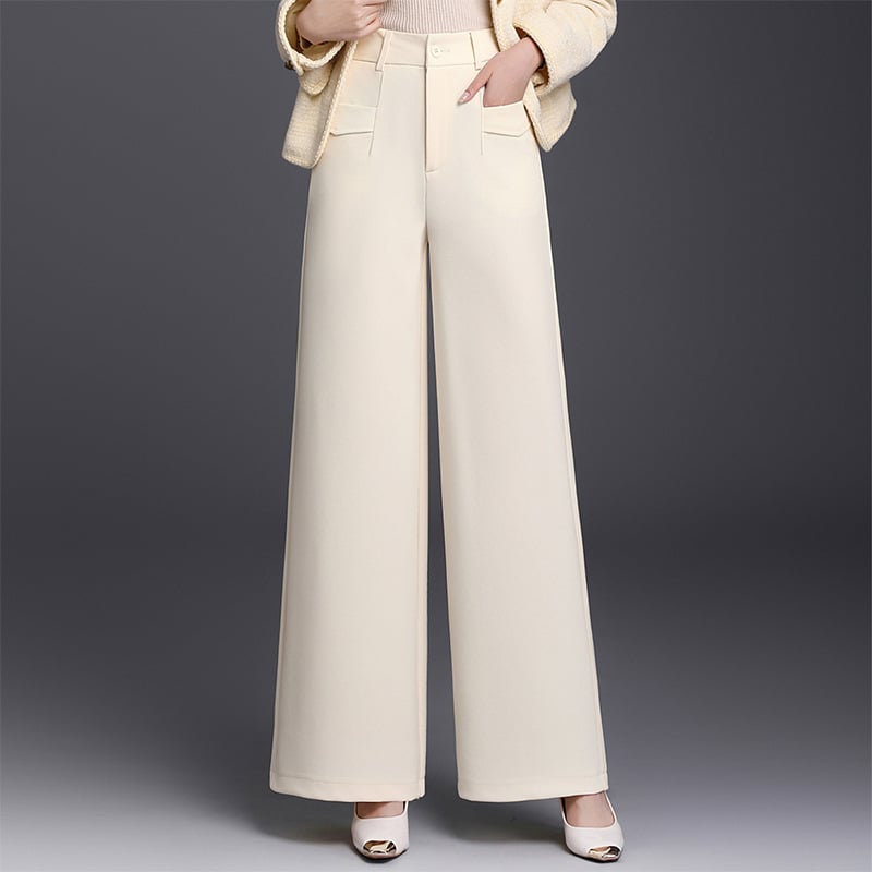 Női magas derekú széles lábú nadrág, poliészter, mikro-elasztika, őszi 2025, mindennapi elegancia