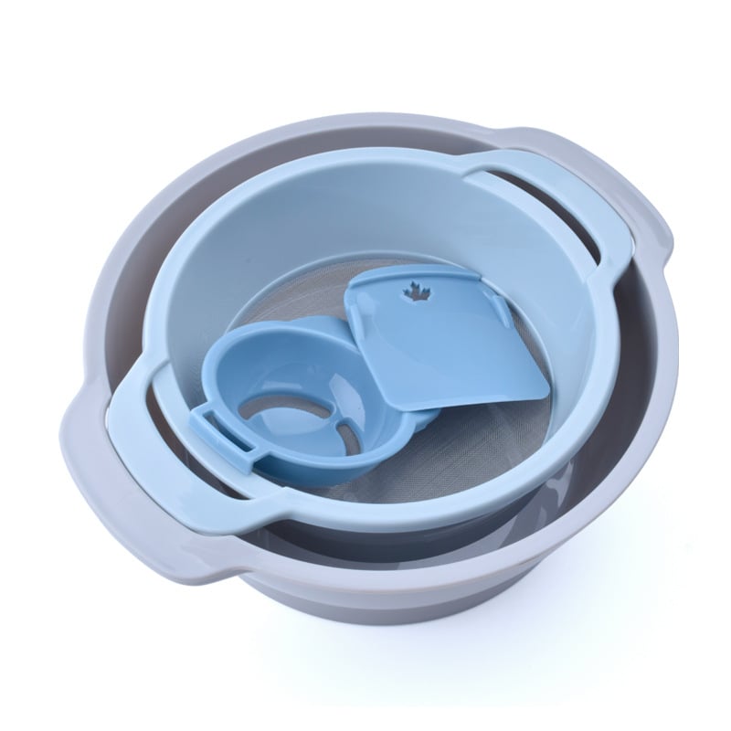 Műanyag lisztszitáló készlet, négy darabos, tojásfehérje szeparálóval és kaparóval, multifunkciós – modern minimalista stílus