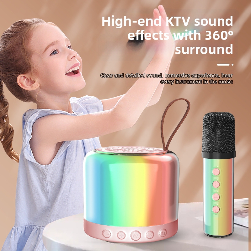Microfon karaoke Bluetooth portabil pentru casă – difuzor all-in-one stereo, 2 difuzoare, Bluetooth 5.3, baterie încorporată 1000–1200 mAh, 10 W