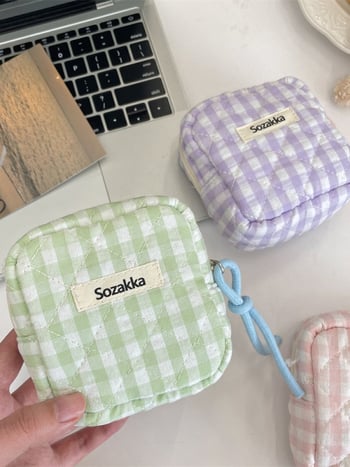 Mini kozmetička torbica od korduroja s prugastim uzorkom, podstava od platna, ulični stil, za kućno skladištenje