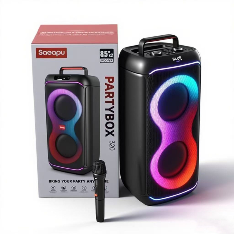 Prijenosni Bluetooth zvučnik za vanjsku upotrebu i karaoke, 2 zvučnika, 40 W, Bluetooth 5.0, ugrađena baterija 2000–4000 mAh
