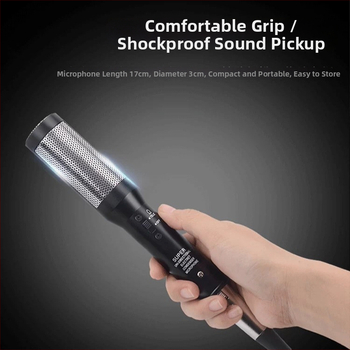 Káblový kondenzátorový mikrofón pre zbor, určený pre školské vystúpenia a hostí na pódiu, balený v hliníkovej škatuľke, s dlhým dosahom snímania.