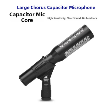 Káblový kondenzátorový mikrofón pre zbor, určený pre školské vystúpenia a hostí na pódiu, balený v hliníkovej škatuľke, s dlhým dosahom snímania.