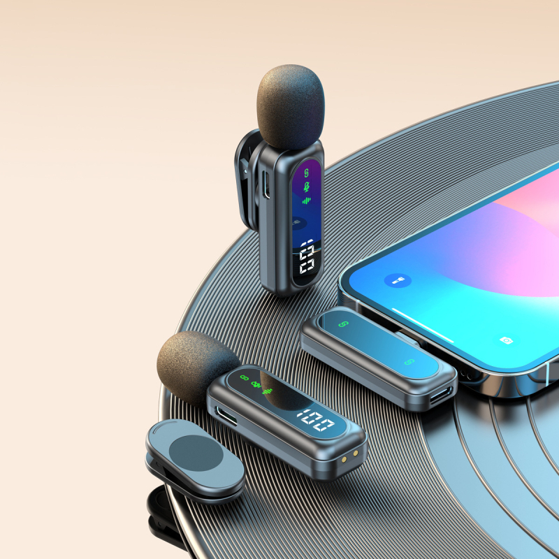 Microfon lavalier wireless L01 cu sistem dual canal 1 la 2, afișaj de alimentare, autonomie 6–8 ore, răspuns în frecvență 40 Hz–20 kHz și reducere a zgomotului