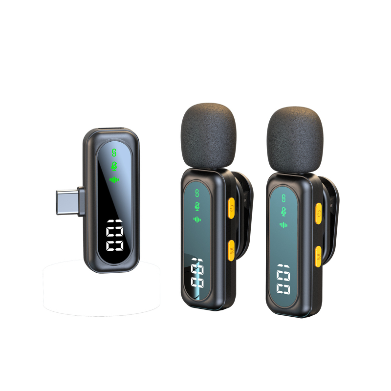 Microfon lavalier wireless L01 cu sistem dual canal 1 la 2, afișaj de alimentare, autonomie 6–8 ore, răspuns în frecvență 40 Hz–20 kHz și reducere a zgomotului