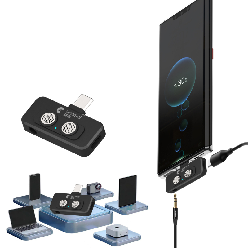 USB-C dvostruki mikrofon za mobitel s AI redukcijom buke, Plug-and-Play za snimanje videa