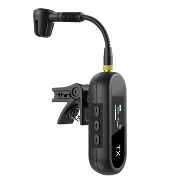 Microfon lavalier fără fir pentru instrumente muzicale, model M-03, captare cardioidă, Bluetooth 5.0, SNR ≥100 dB, potrivit pentru computer și transmisiuni live