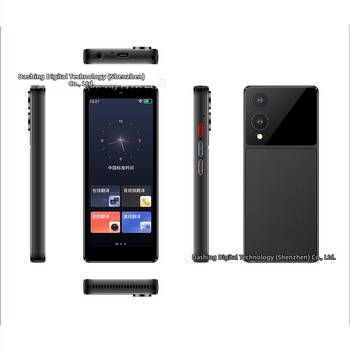 Audiovizuálny prekladač pre globálnu komunikáciu s offline prekladom a simultánnym tlmočením, prekladom fotografií a nahrávaním prekladu — Android, Bluetooth, dosah 10 m, ovládanie tlačidlami a dotykovým displejom, kovové puzdro