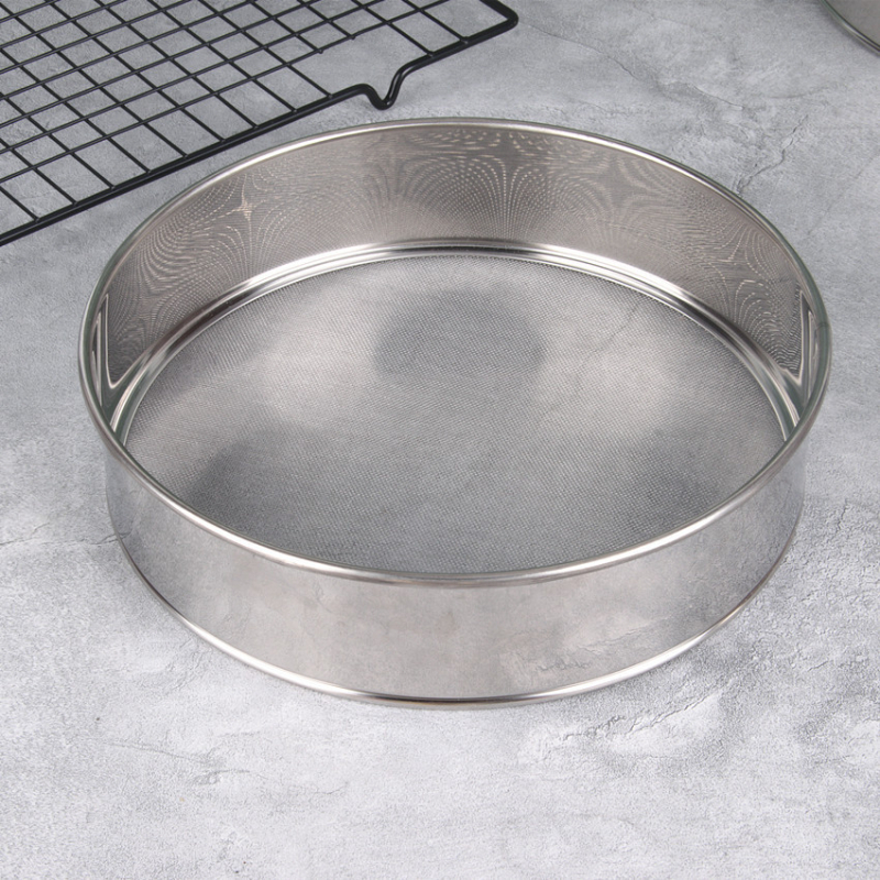 304 rozsdamentes acél liszt-sita, 40/60 háló, konyhai sütőeszköz