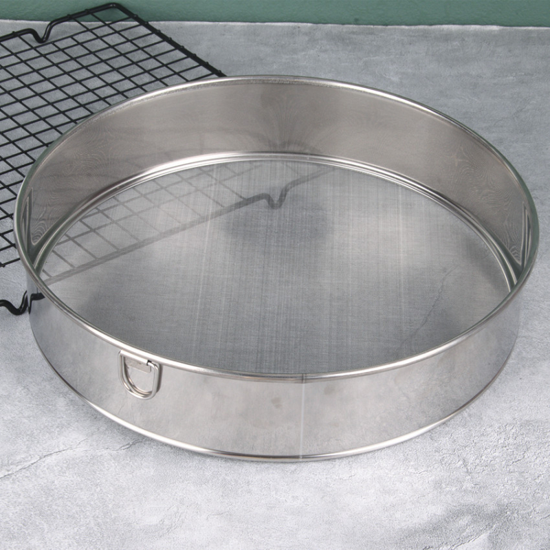 304 rozsdamentes acél liszt-sita, 40/60 háló, konyhai sütőeszköz