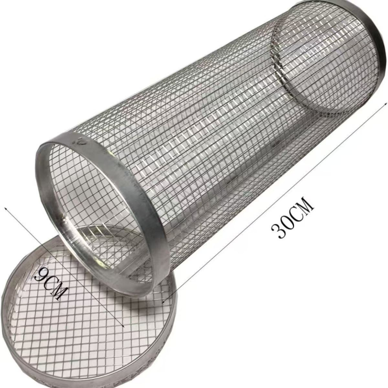 Κυκλικό καλάθι ψήσιματος από ανοξείδωτο ατσάλι — φορητό, εύκολο στον καθαρισμό, μη κολλάει, δίκτυο για μπάρμπεκιου