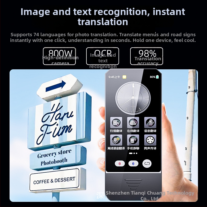 Translator portabil S700, versiune internatională – traducere offline în timp real, traducere vocală și de fotografii prin scanare; 16 GB stocare; interfață USB; suportă peste 200 de limbi