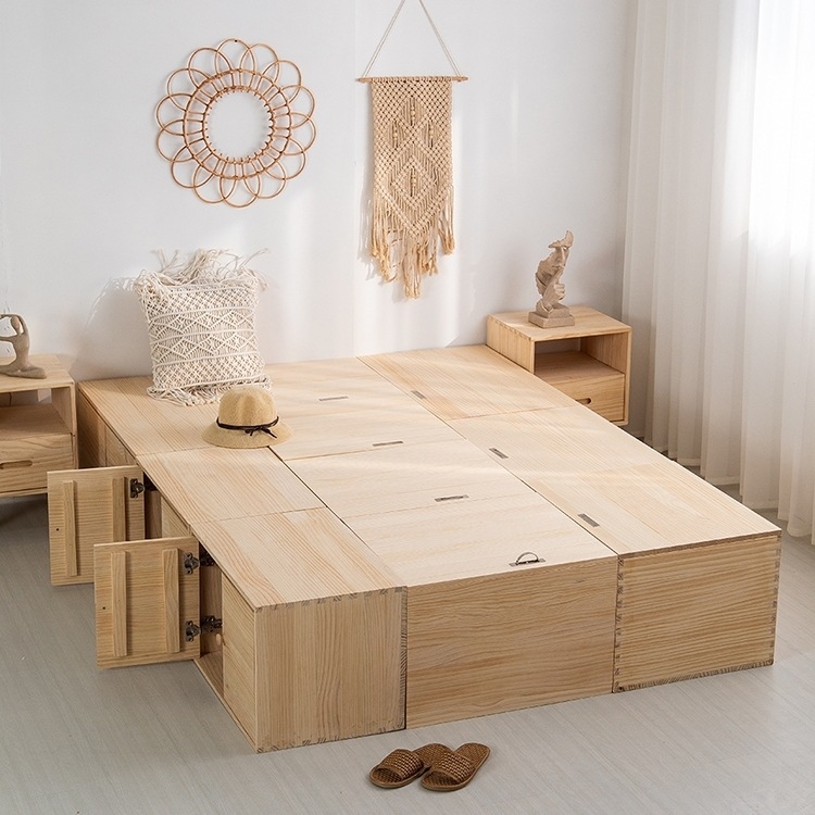 Višenamjenska drvena kutija za skladištenje, koja se može koristiti kao stolica, krevet ili tatami kutija.