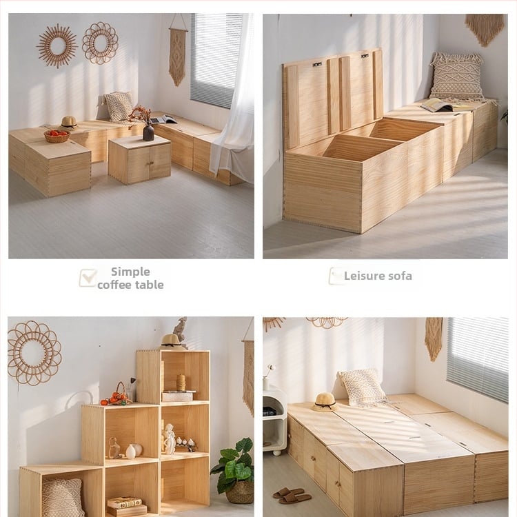 Višenamjenska drvena kutija za skladištenje, koja se može koristiti kao stolica, krevet ili tatami kutija.