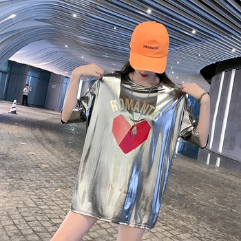 Tricou damă lejer, mâneci scurte, guler rotund, vara 2023, stil street hipster