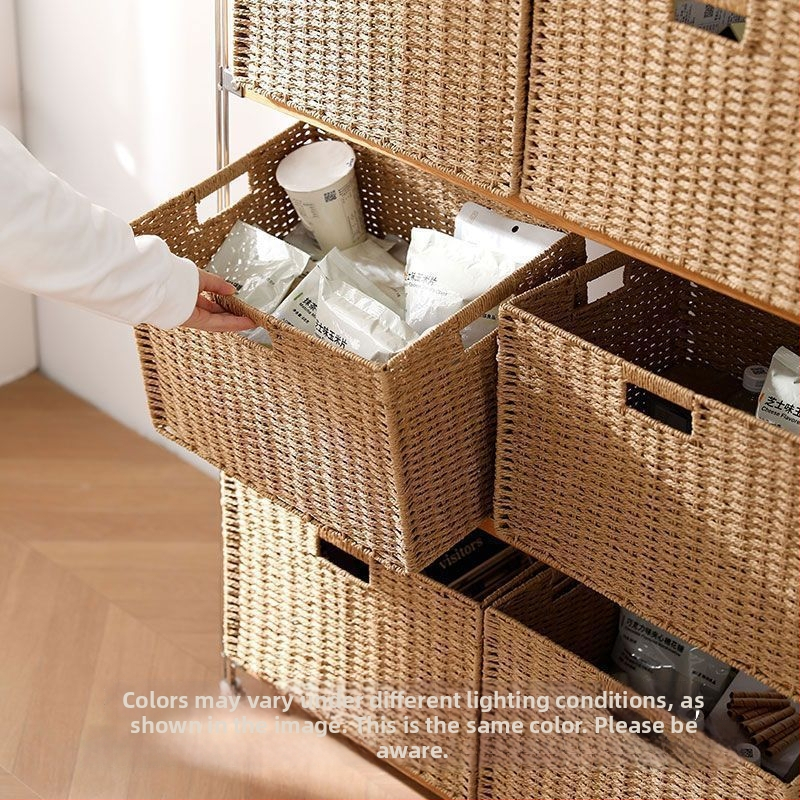 Τετράγωνη πλεκτή καλάθι αποθήκευσης για ντουλάπι, μίμηση ράταν, οικιακός οργανωτής, με μεγάλη χωρητικότητα