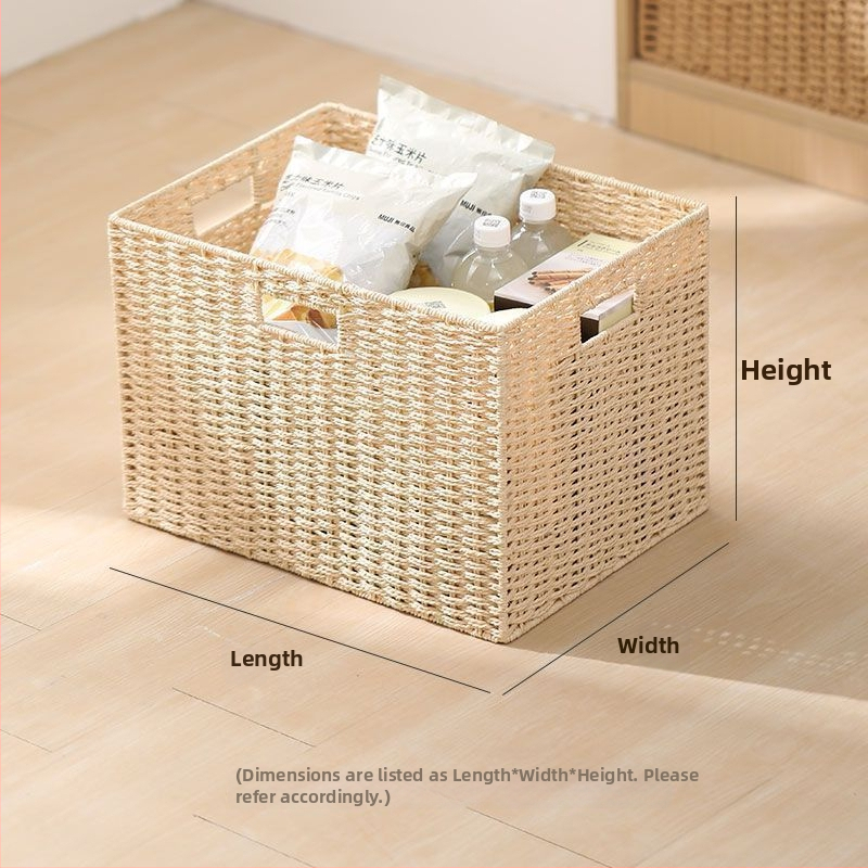 Τετράγωνη πλεκτή καλάθι αποθήκευσης για ντουλάπι, μίμηση ράταν, οικιακός οργανωτής, με μεγάλη χωρητικότητα