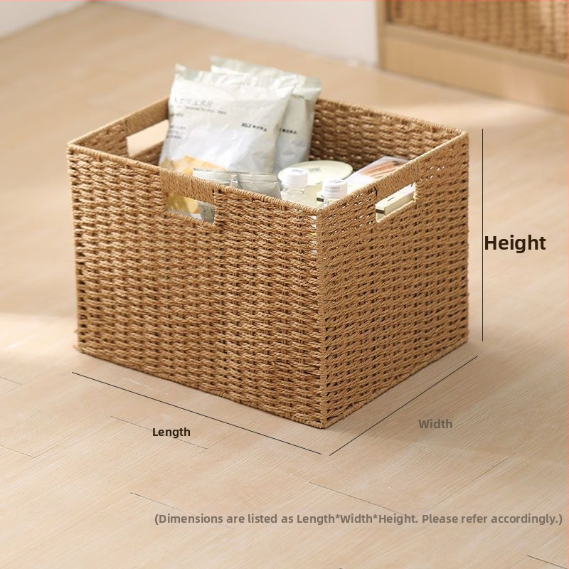 Τετράγωνη πλεκτή καλάθι αποθήκευσης για ντουλάπι, μίμηση ράταν, οικιακός οργανωτής, με μεγάλη χωρητικότητα
