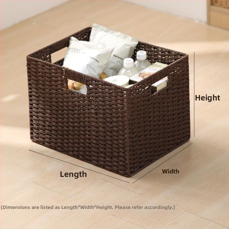 Τετράγωνη πλεκτή καλάθι αποθήκευσης για ντουλάπι, μίμηση ράταν, οικιακός οργανωτής, με μεγάλη χωρητικότητα