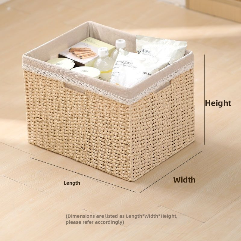 Τετράγωνη πλεκτή καλάθι αποθήκευσης για ντουλάπι, μίμηση ράταν, οικιακός οργανωτής, με μεγάλη χωρητικότητα
