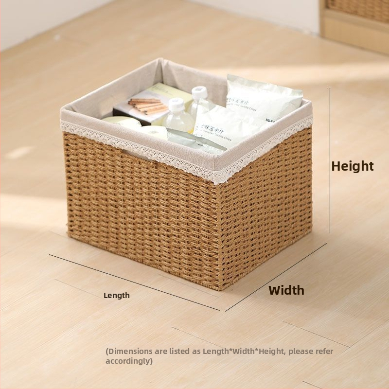 Τετράγωνη πλεκτή καλάθι αποθήκευσης για ντουλάπι, μίμηση ράταν, οικιακός οργανωτής, με μεγάλη χωρητικότητα