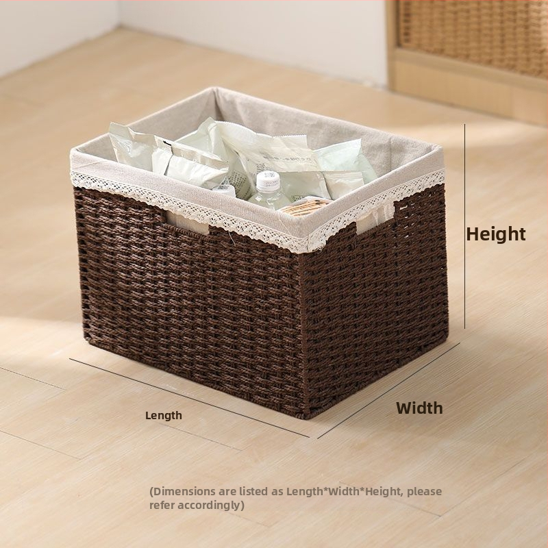 Τετράγωνη πλεκτή καλάθι αποθήκευσης για ντουλάπι, μίμηση ράταν, οικιακός οργανωτής, με μεγάλη χωρητικότητα