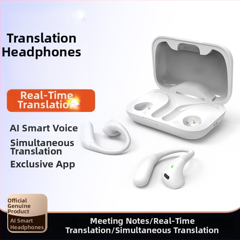 Air6 Bluetooth μεταφραστικά ακουστικά με πραγματικό χρόνο πολυγλωσσική ταυτόχρονη μετάφραση, εμβέλεια 10 μ, Bluetooth 5.0, διάρκεια μπαταρίας 4-8 h, διπλός στερεοφωνικός ήχος